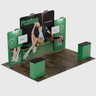 6x3m Straight Wall Booth Kit with Tall Centre Wall & 2 Counters