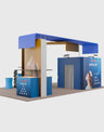 6x6m Booth Kit with Enclosed Storage Room, TV Arch & 5 Counters