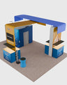 6x6m Booth Kit with Enclosed Storage Room, TV Arch & 5 Counters