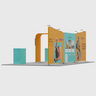 6x3m Booth Kit with Inclined Walls, L-Arch TV Mount & 2 Counters