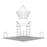 6x6m Island Booth with 360 Photo Booth & Tiered Hanging Sign