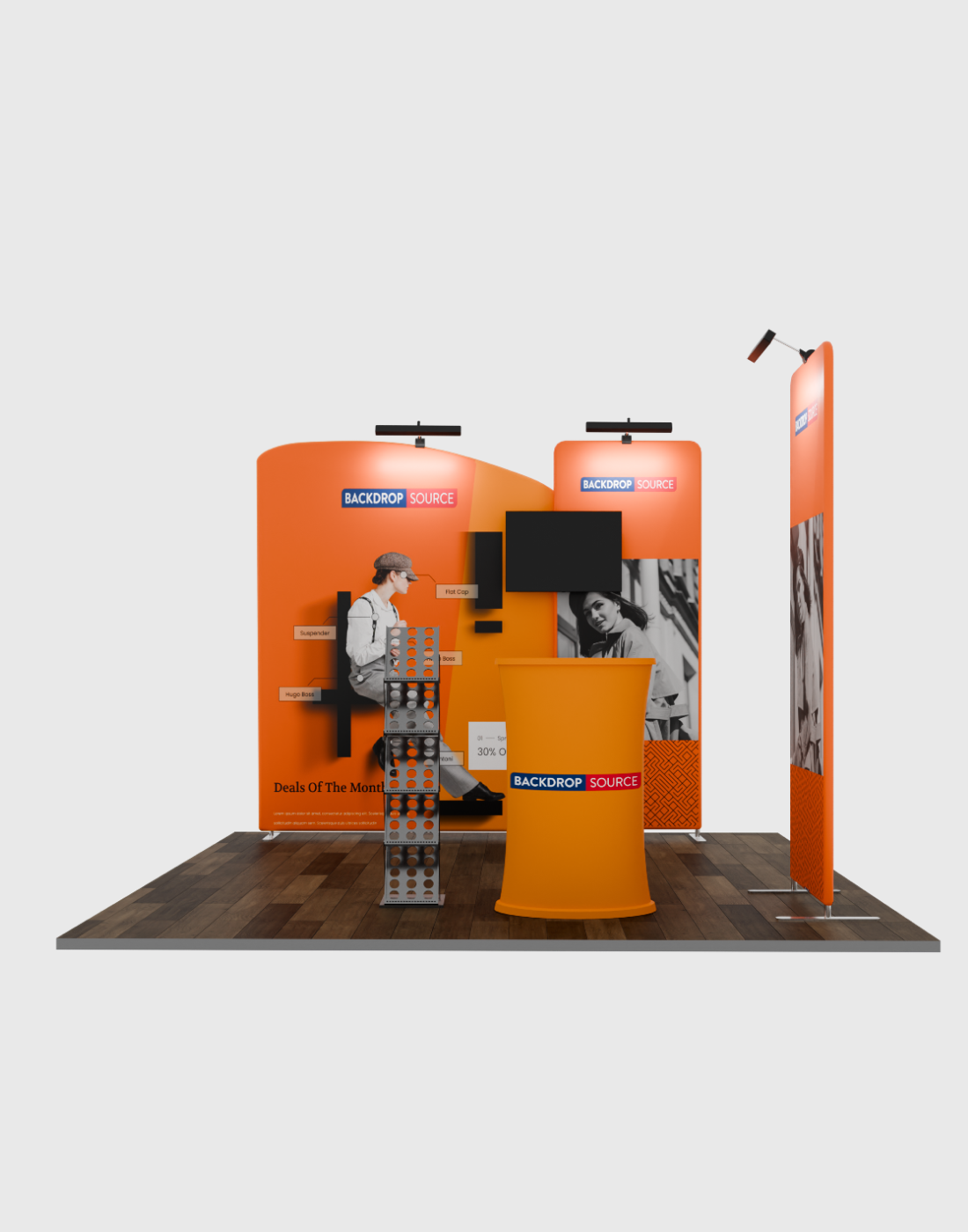 3m Wide Premium Modular Exhibition Booth Kit with TV Display
