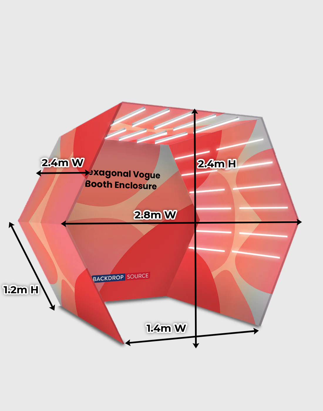 Hexagonal Vogue Booth Enclosure Backdrop with LED Light