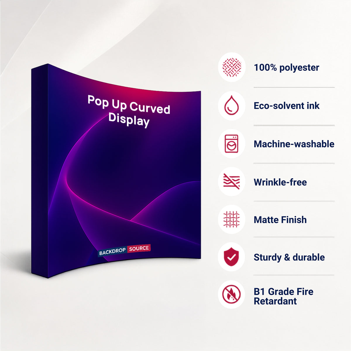 Fabric Pop Up Curved Velcro Media Wall