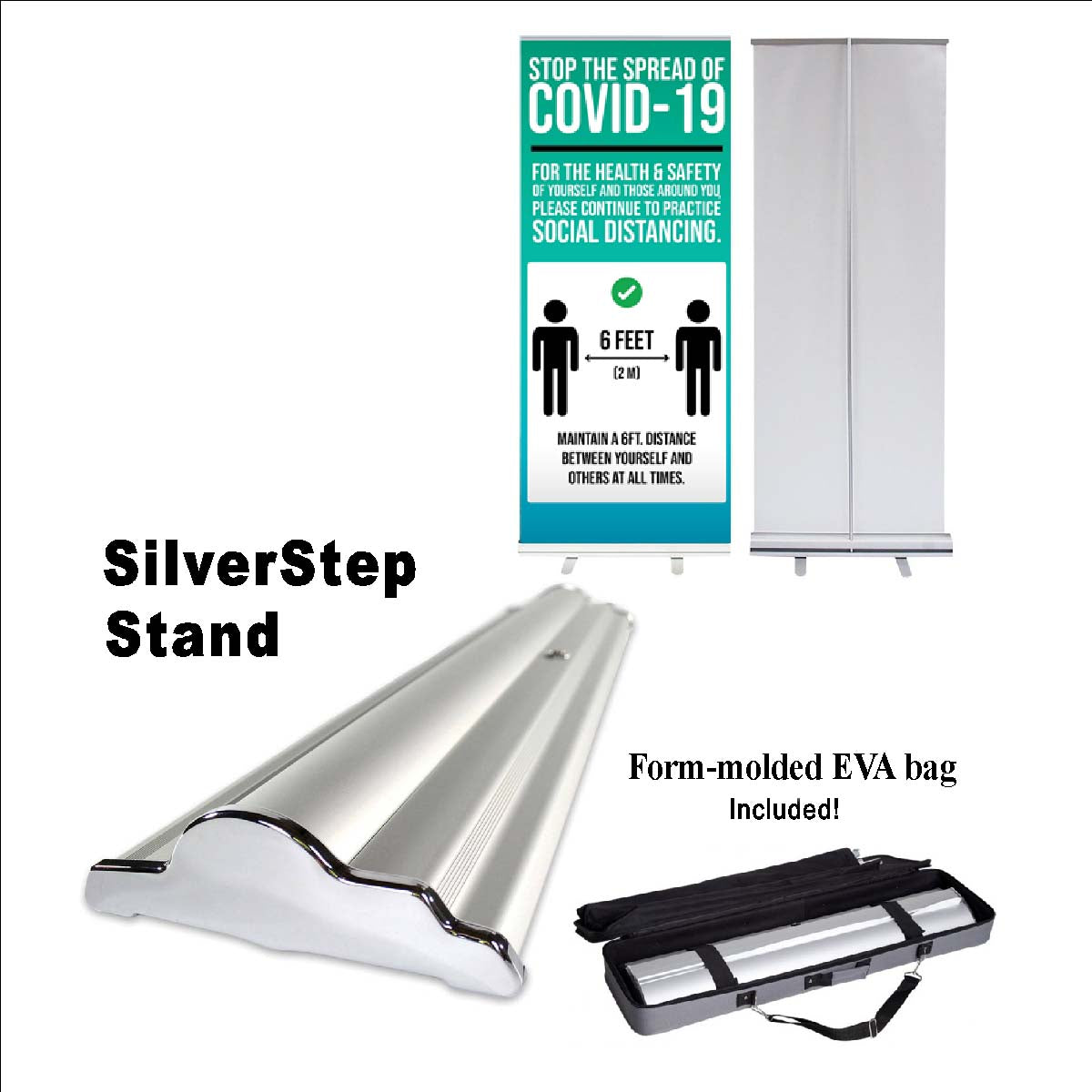 Silver Step Roll Up Banner for Advertising – Backdropsource AU