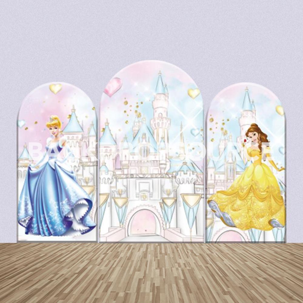 Yellow and Blue Dressed Princess Themed Party Backdrop Media Sets for Birthday / Events/ Weddings