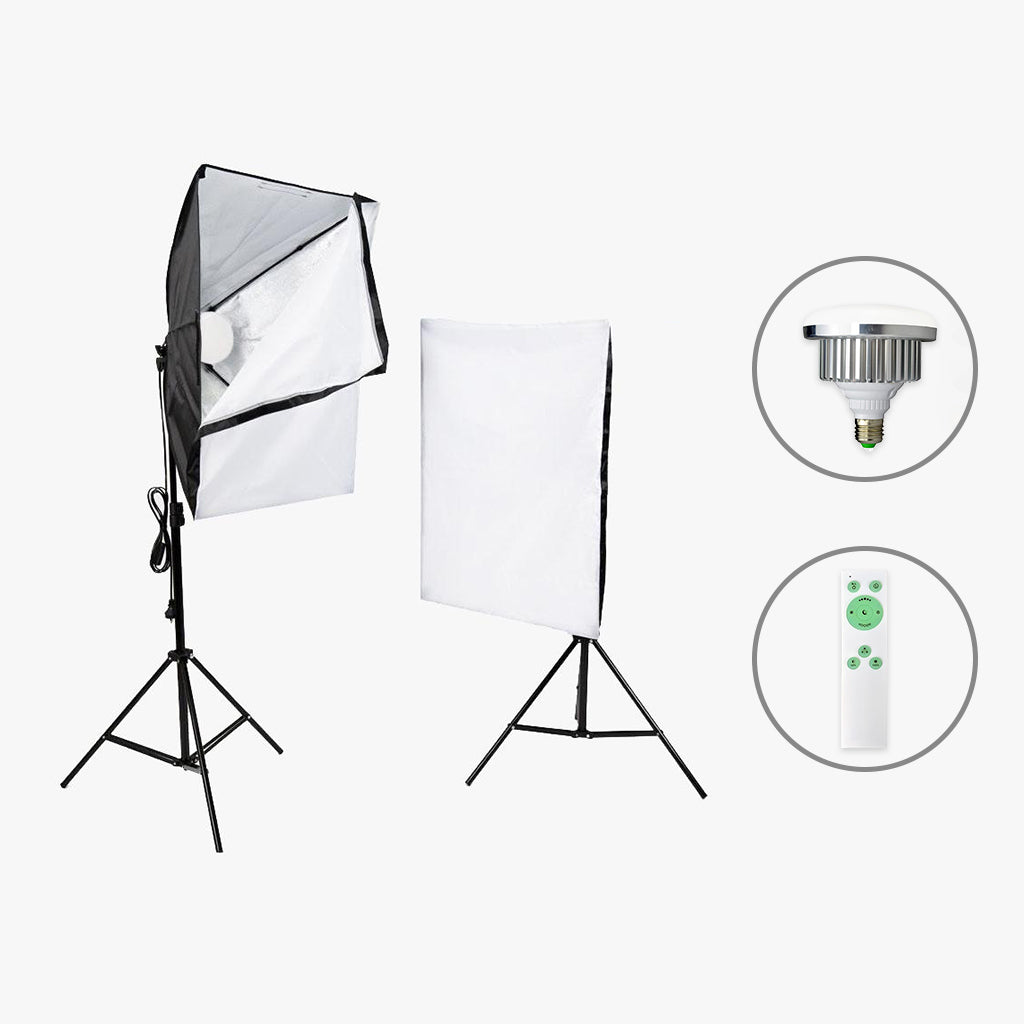 2 Head Continuous Softbox Bi-Coloured LED  Home Studio Kit