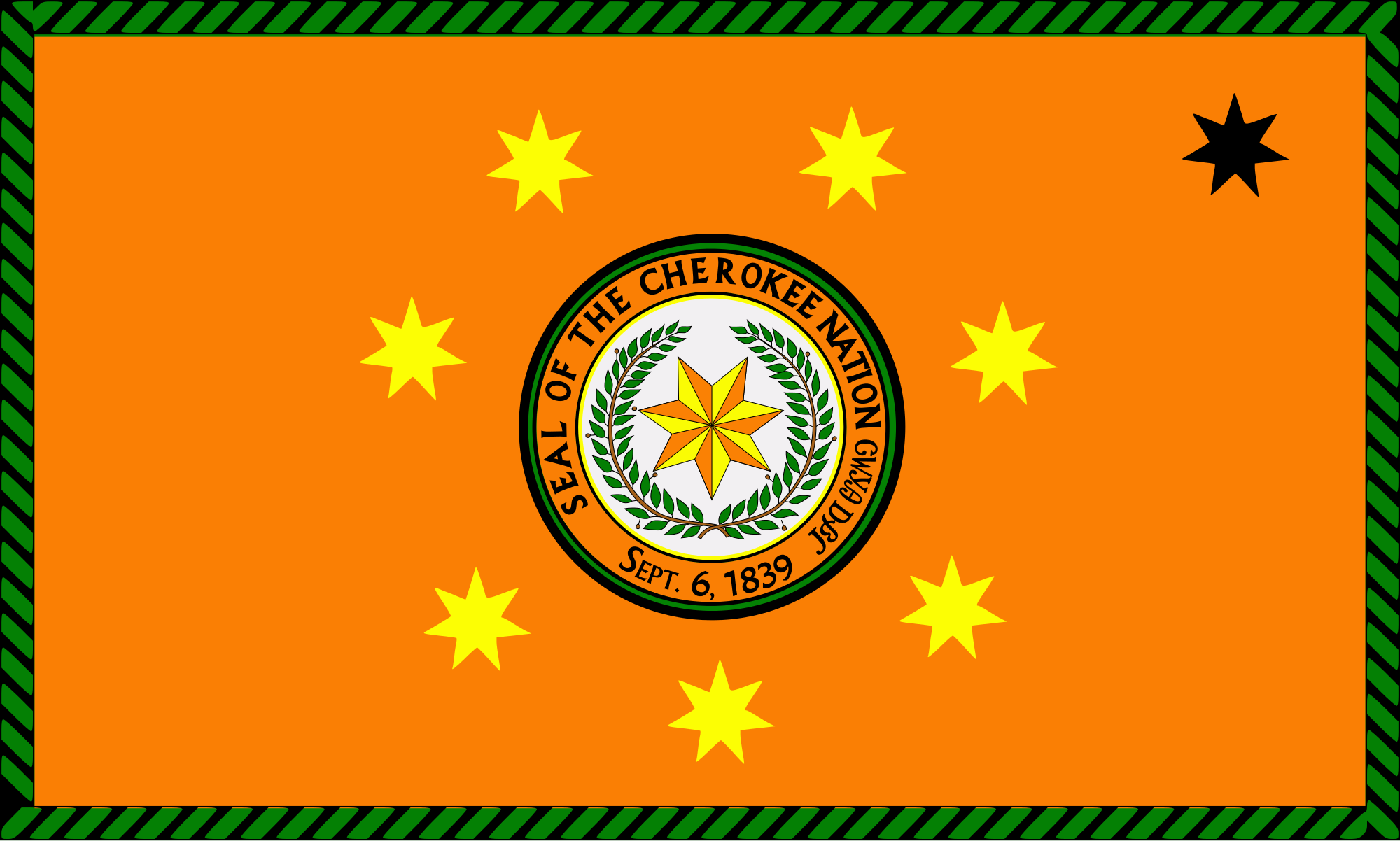 Cherokee Nation Flag in TrueKolor Wrinkle Free Fabric