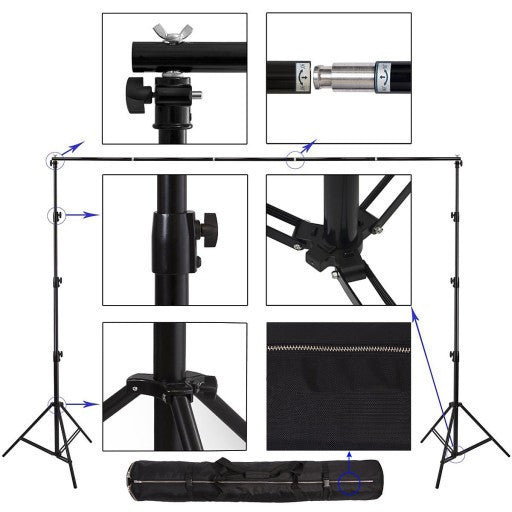 3M X 6M Black Photography Backdrop With Stand 2