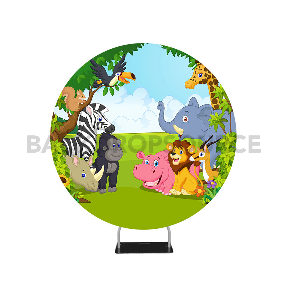 Jungle Birthday Themed Circle Round Photo Booth Backdrop