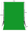 3m W x 4.5m H Chroma Key Green Muslin Backdrop with Backdrop Stand