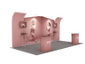 6x3m Booth Kit with Inclined & Curved Walls, 2 Counters & TVs