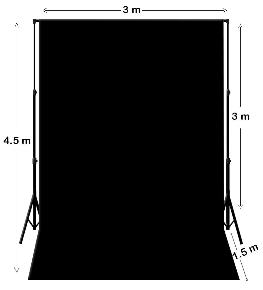 3M X 4.5M Black Photography Backdrop With Stand