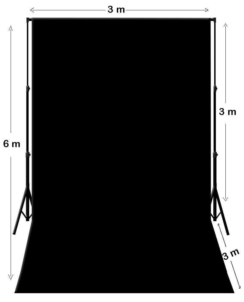 3M X 6M Black Photography Backdrop With Stand