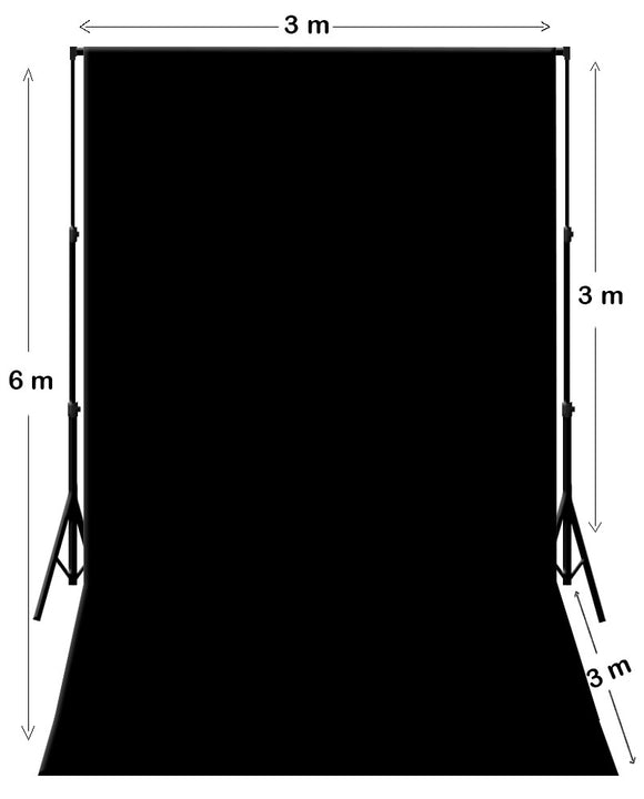 3M X 6M Black Photography Backdrop With Stand