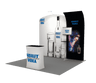 3x3m Booth Kit with Curved Wall & Sloped Arch, Counter & TV