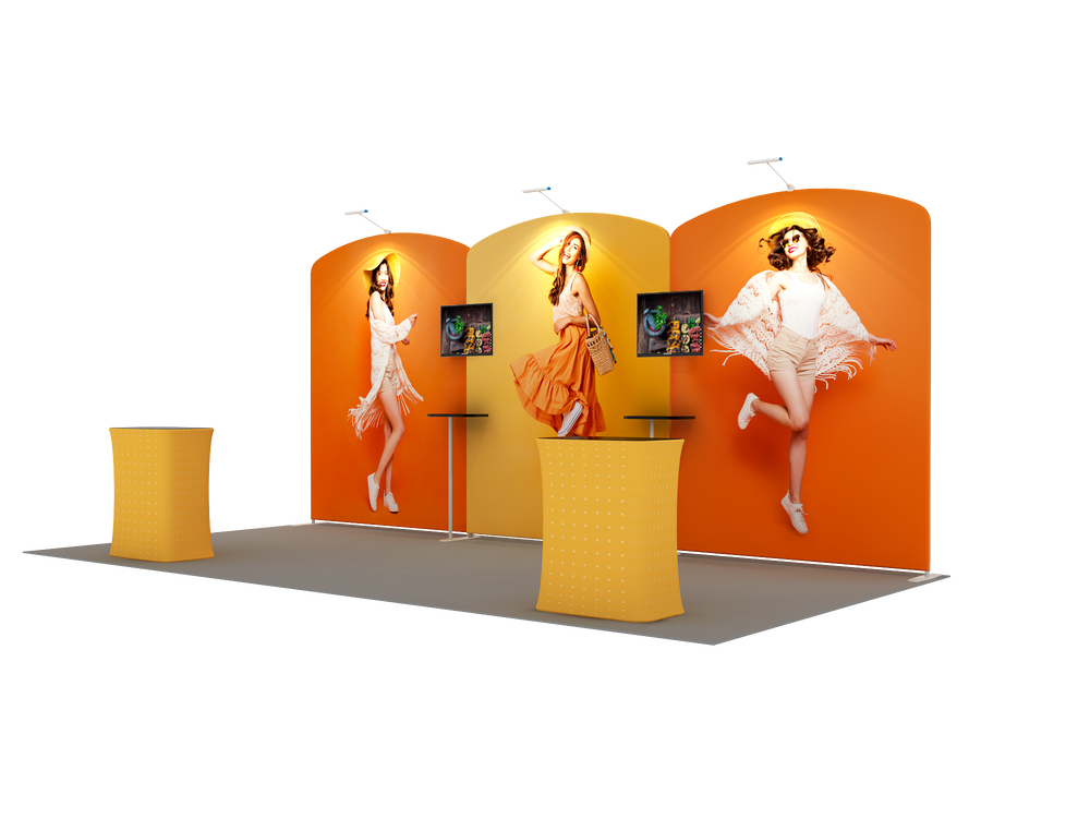 6x3m Booth Kit with Three Curved Arch Walls & 2 Counters
