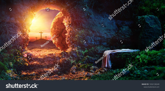 Crucifixion Sunrise on Empty Tomp Background