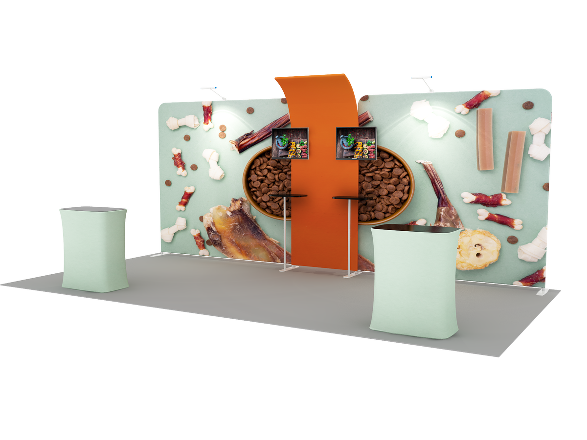 6x3m Straight Wall Booth Kit with 2 TV Mounts & Tables