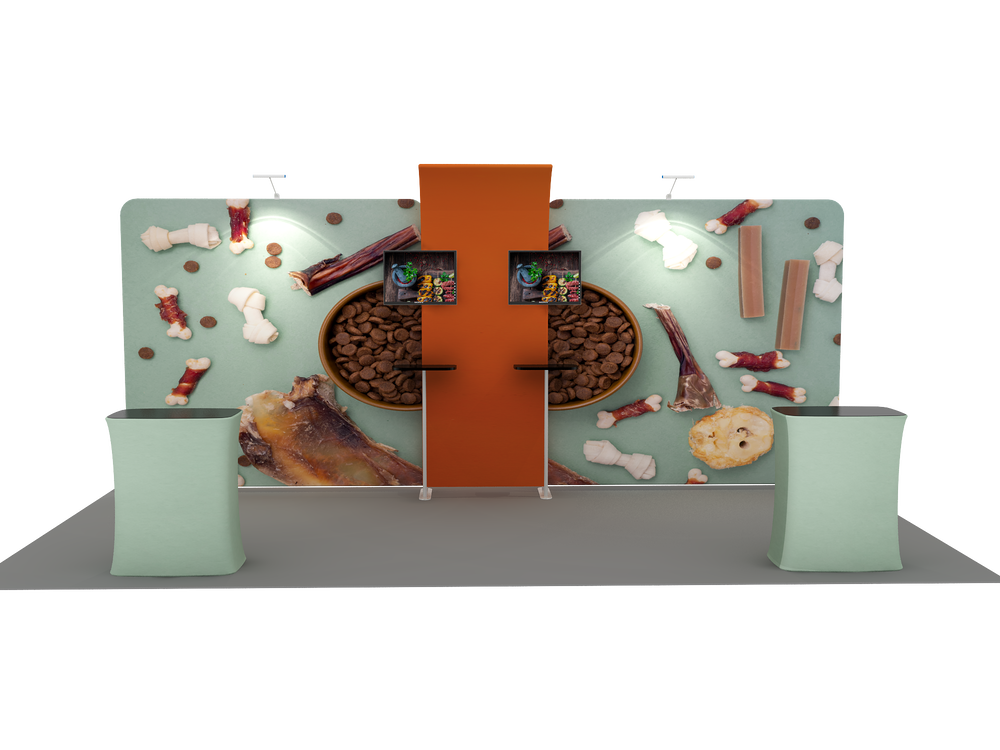 6x3m Straight Wall Booth Kit with 2 TV Mounts & Tables