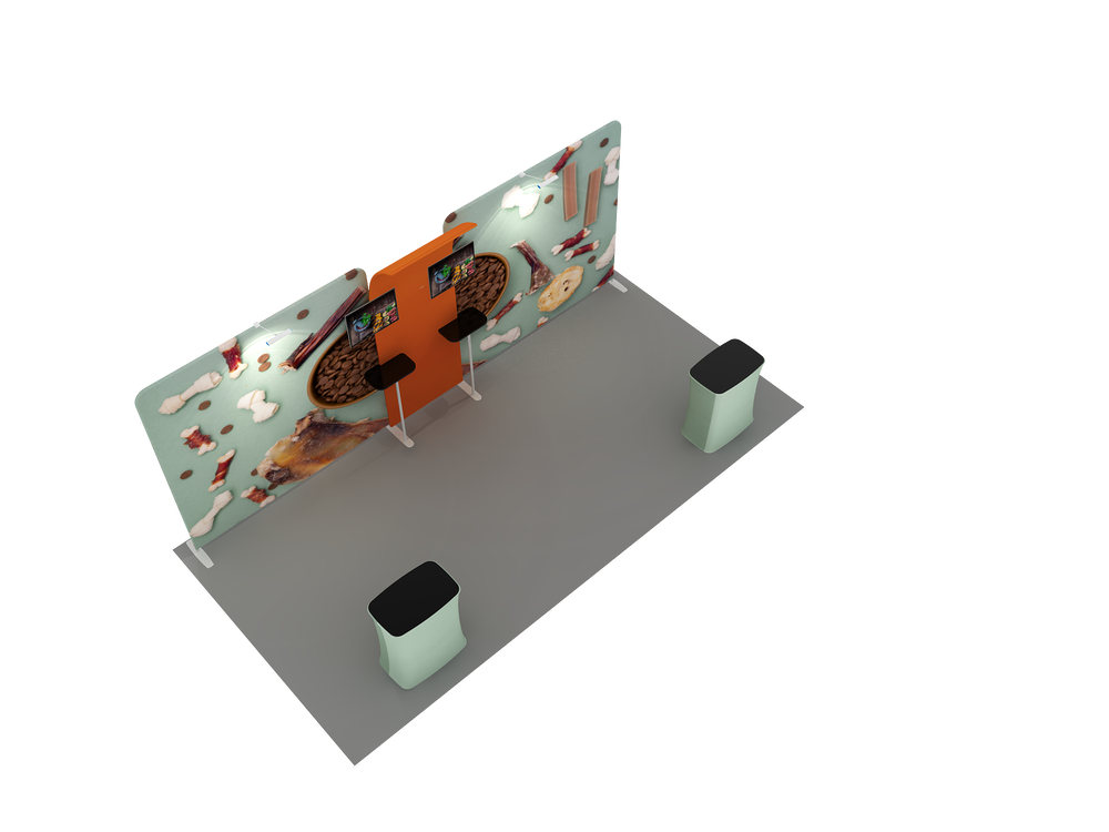6x3m Straight Wall Booth Kit with 2 TV Mounts & Tables