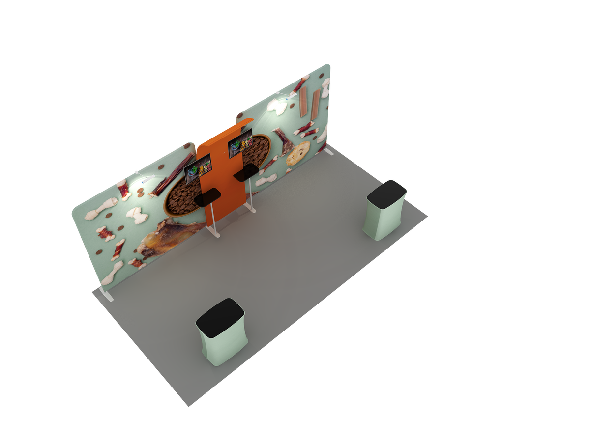 6x3m Straight Wall Booth Kit with 2 TV Mounts & Tables