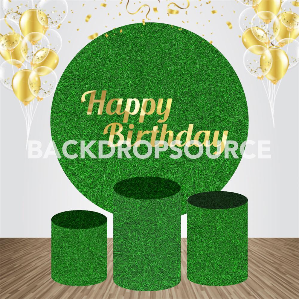 Grass Themed Birthday Event Party Round Backdrop Kit