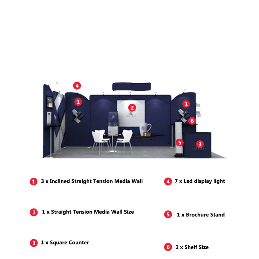 6x3m Straight Backdrop with Shelf Exhibition Kit