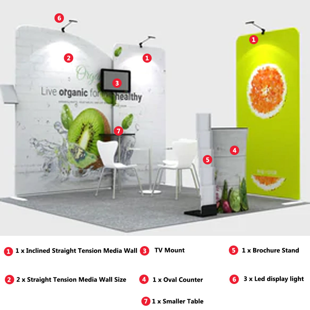 3m Wide Premium Modular Exhibition Booth Kit with TV Display