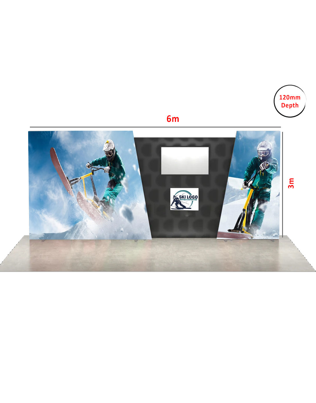 6x3m Backlit SEG Lightbox Booth Kit with 6m Wall & TV Mount