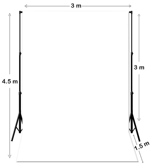 3M X 4.5M White Photography Backdrop With Stand