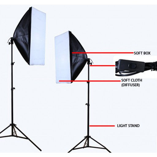 2 Head Continuous Economy Softbox Studio Daylight Equipment kit 4