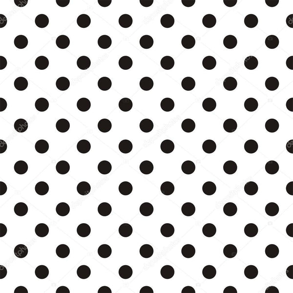 Black Polka Dots on White Fabric Backdrop