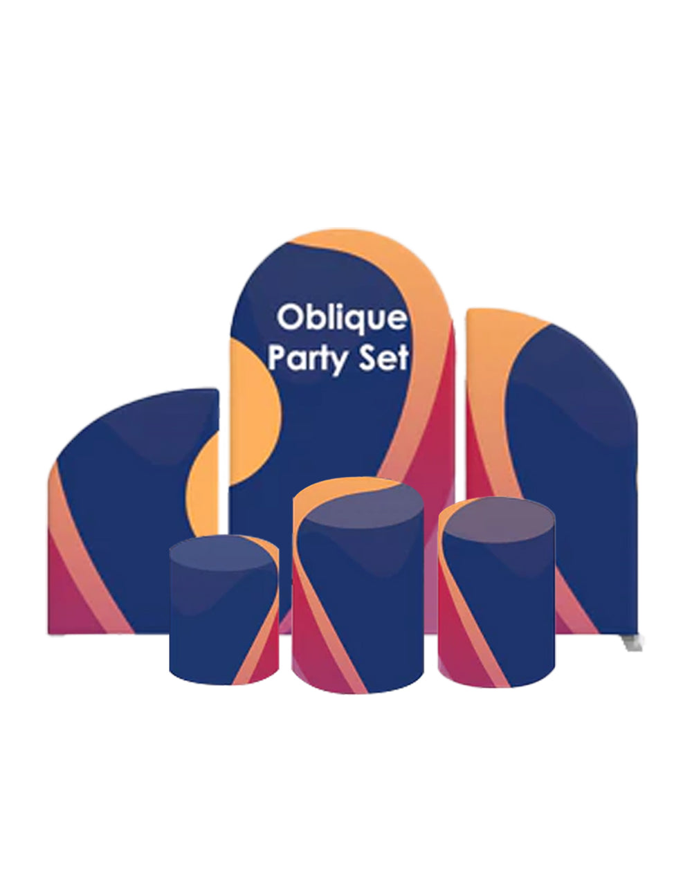 Oblique Party Media Set Backdrop with plinth - Model 2